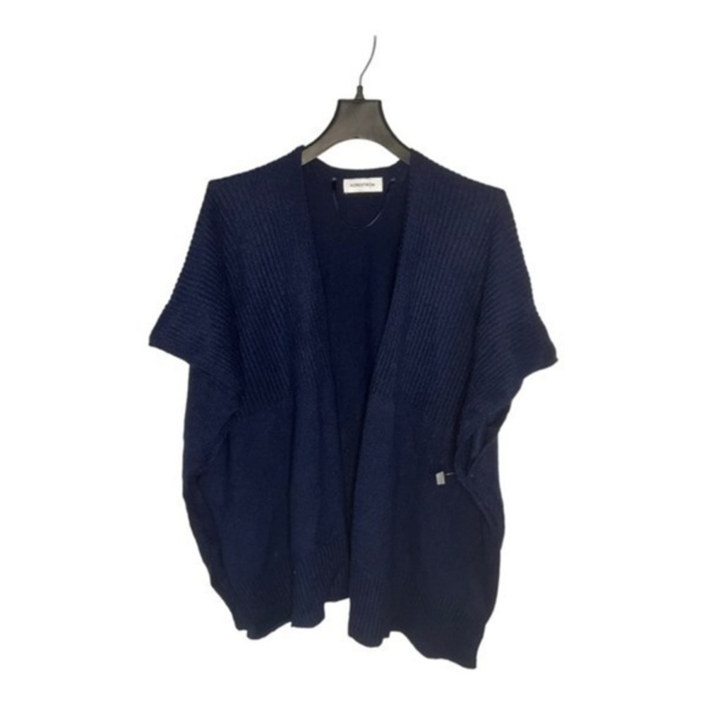 Nordstrom Navy Blue Ribbed Knit Open Front Poncho Wrap Sweater One Size NWT